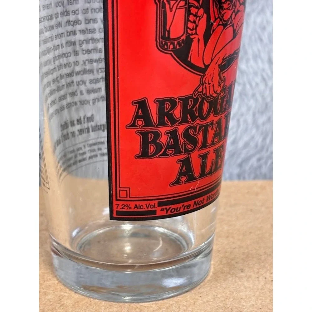 Stone Brewing Arrogant Bastard Ale Pint Glass Red Gargoyle 16oz Beer Barware